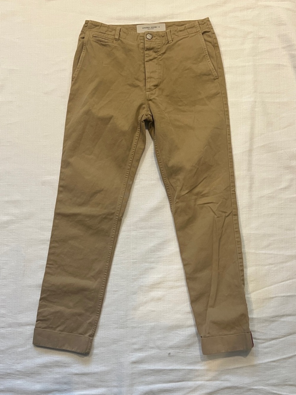 Golden Goose Beige Chino Pants Slim Tapered Mens IT 46 US 30 Italian Designer